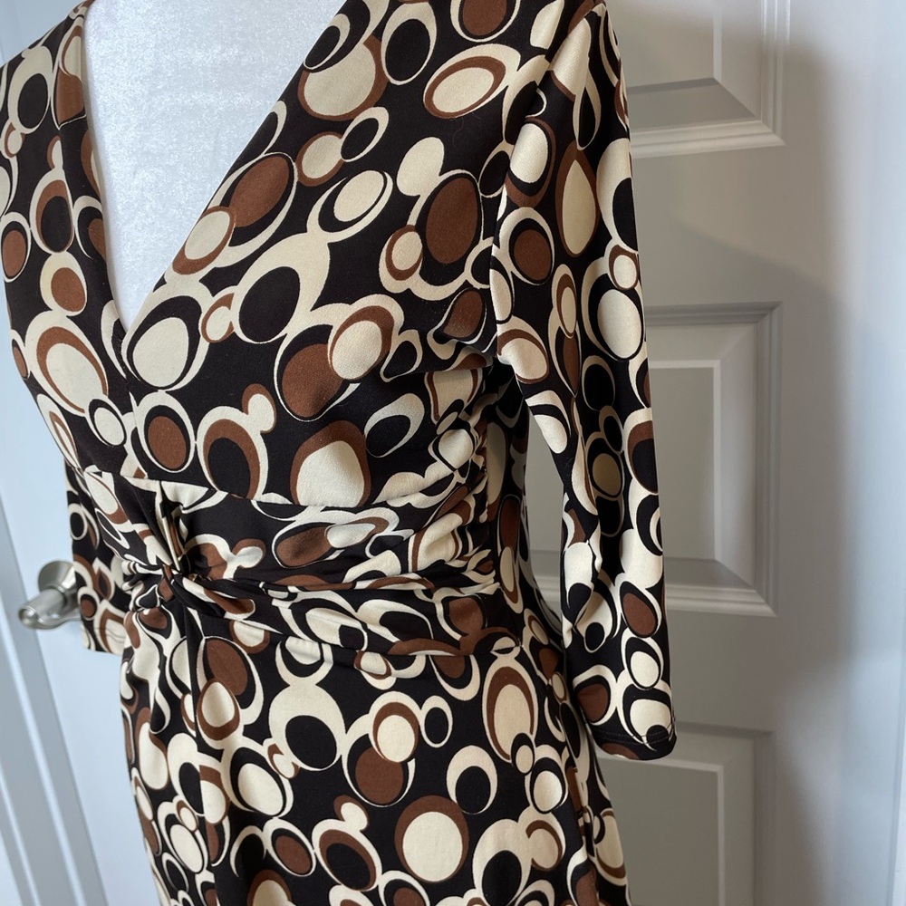Stylish Sushiflower Women's Patterned Dress - Black, Cream, Brown. Size Large - Picture 4 of 6